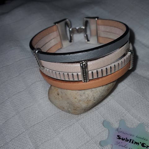 Bracelet Ethnie cuir nude