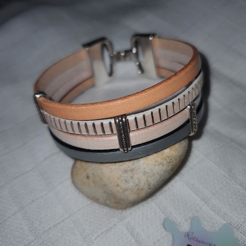 Bracelet Ethnie cuir nude