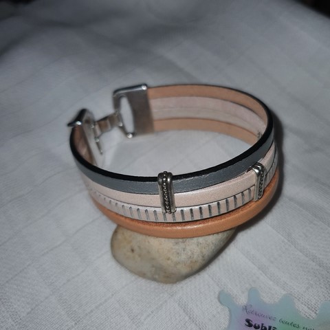 Bracelet Ethnie cuir nude