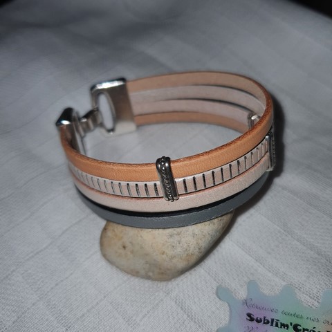 Bracelet Ethnie cuir nude