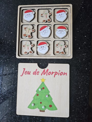Jeu de morpion Noêl en bois à peindre (ou pas)