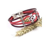 Bracelet Ethnie cuir marron et corail