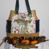 Sac Simona, simili cuir et tissu faune sauvage