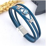 Bracelet Nautique cuir bleu et cristal Swarovski